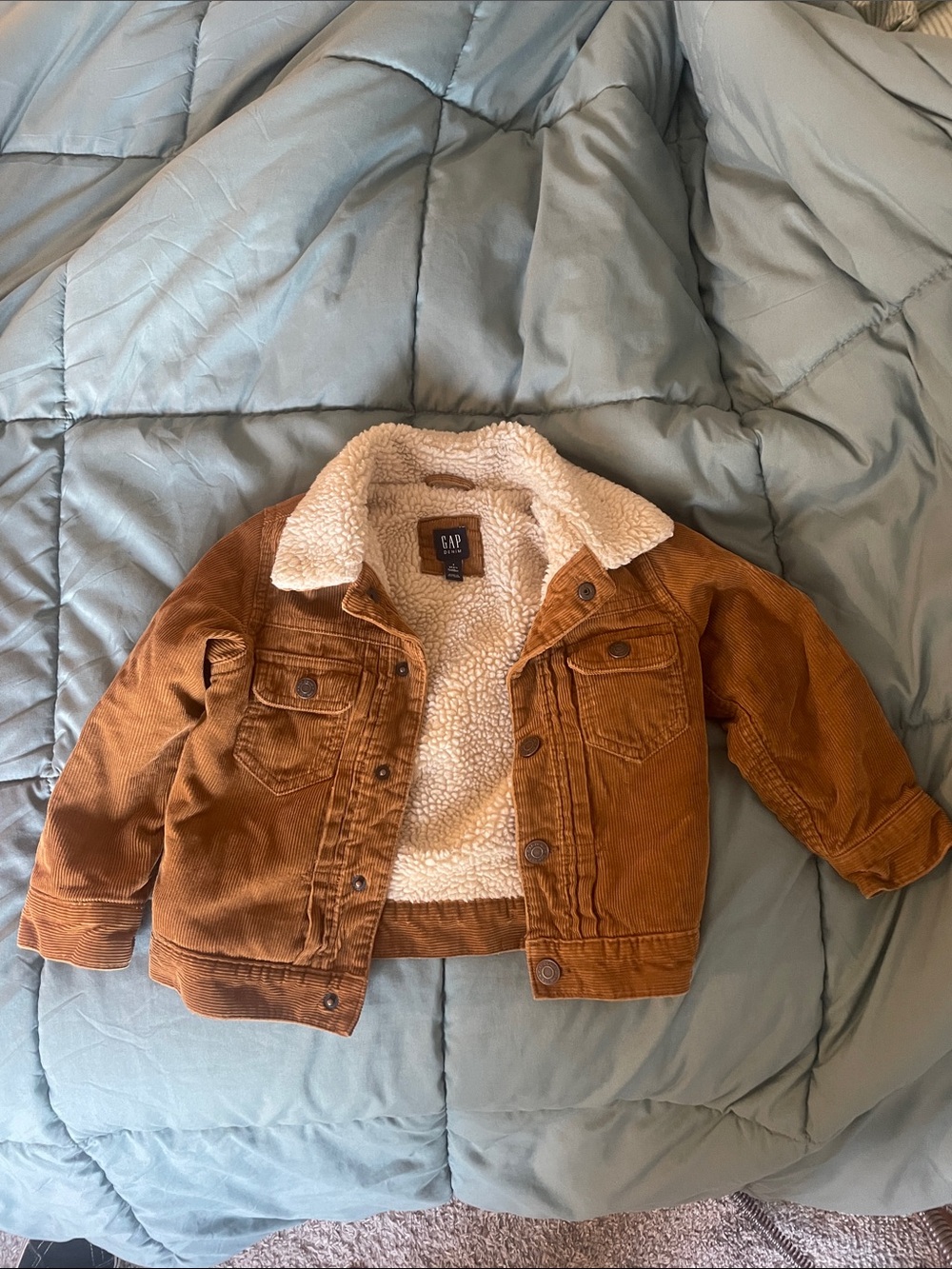 GAP Kids Brown Corduroy Jacket with Cream Sherpa Lining